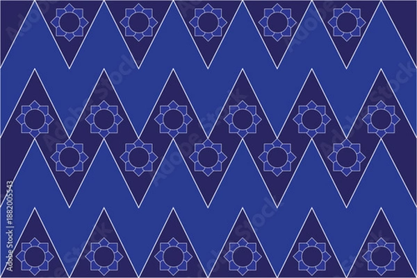 Obraz Blue motif with white linework.