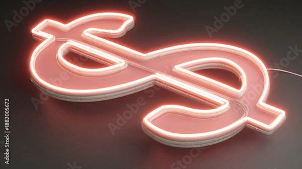 Obraz Floating dollar sign with a soft rim light adding a unique look to a simple setting Generative AI