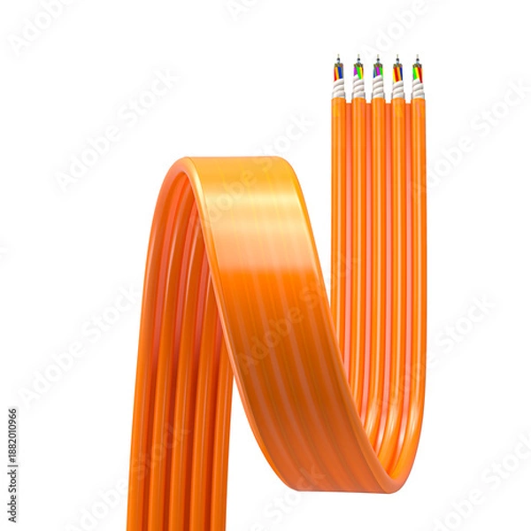 Obraz isolated Fiber optic cables forming network 3d