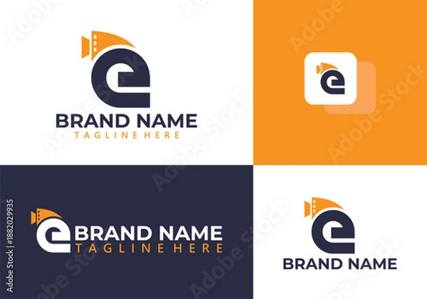 Fototapeta Initial letter e media logo - Creative  media logo vector.