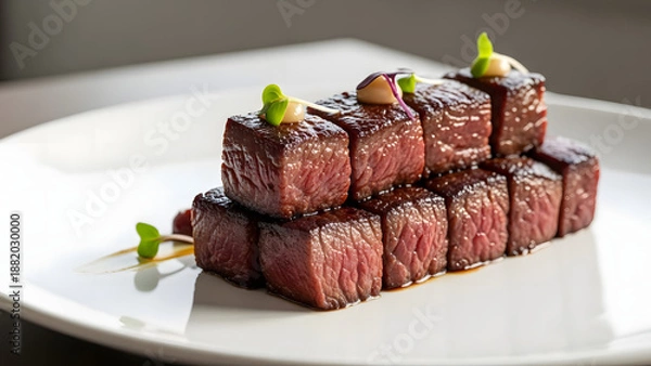 Obraz Elegant Cubed Steak with Minimalist Plating