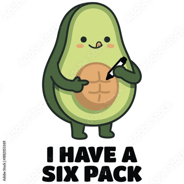 Obraz I Have a Six Pack – Funny Avocado Abs Flat Vector