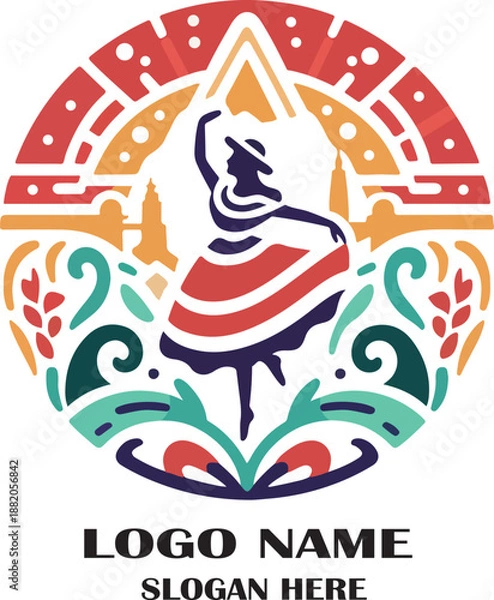 Fototapeta Danzas peru logo vector white background .