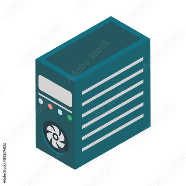 Fototapeta Isometric server tower unit vector illustration 