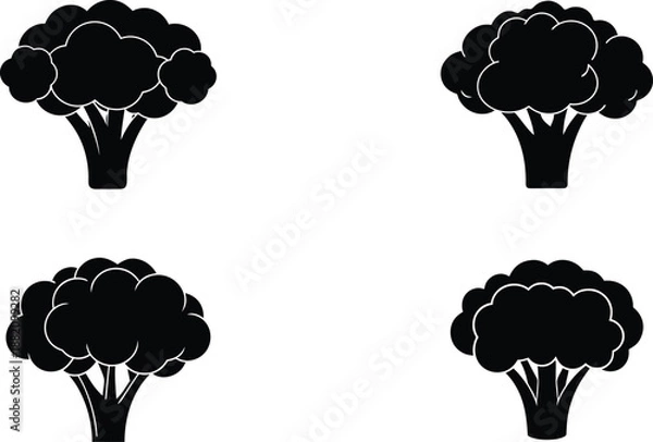 Fototapeta Broccoli Vector Icon Silhouette Set