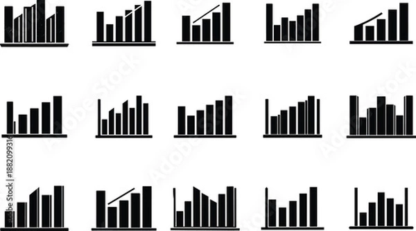 Obraz Bar Graph Vector Icon Silhouette Set