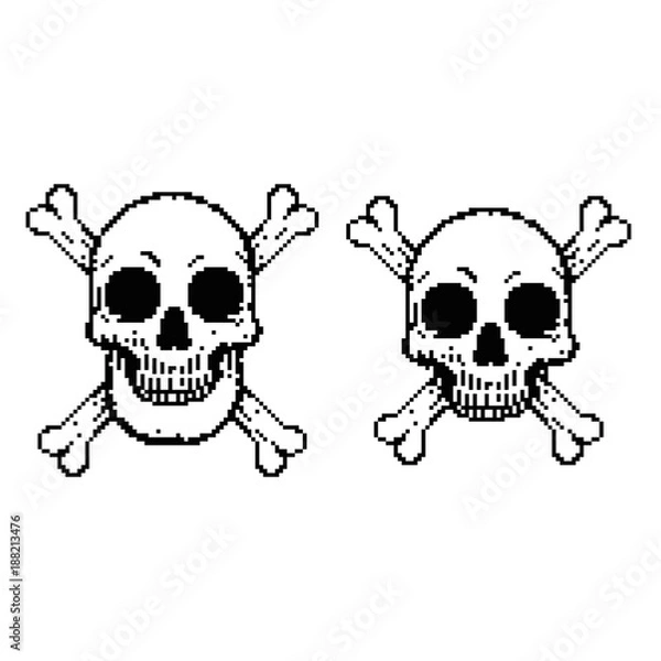Obraz Pixel skull and crossbones