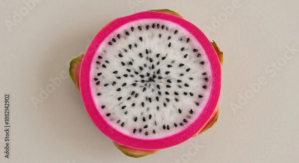 Obraz Sliced dragon fruit on neutral background