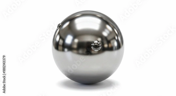 Obraz Single silver sphere on white background