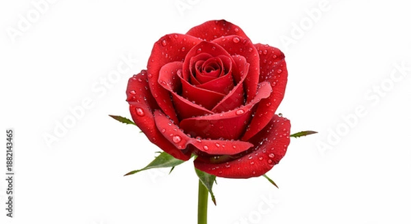 Obraz Single red rose on white background