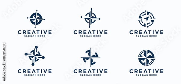 Obraz Compass logo design set, compass technology logo abstract vector