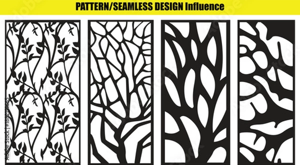 Obraz And seamless tree branch patterns on background branches leaves