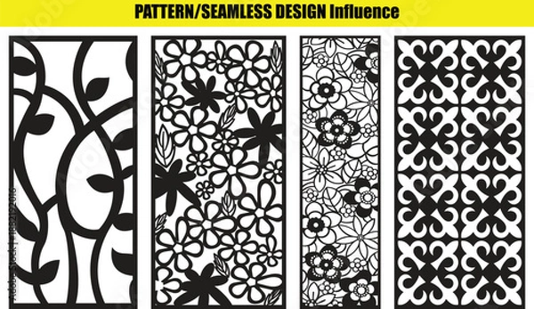 Obraz Four and seamless floral and leaf patterns on background