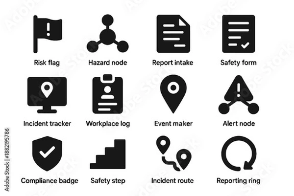Obraz Flat icon vector safety equal spacing tile set optional icons incident workplace