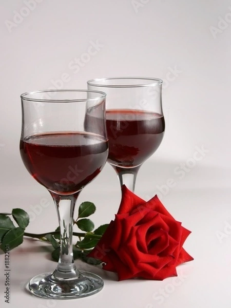 Fototapeta red wine and rose