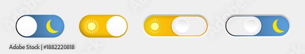 Obraz Day and night mode. Dark mode and light mode. Modern button set. Material design switch button. Vector