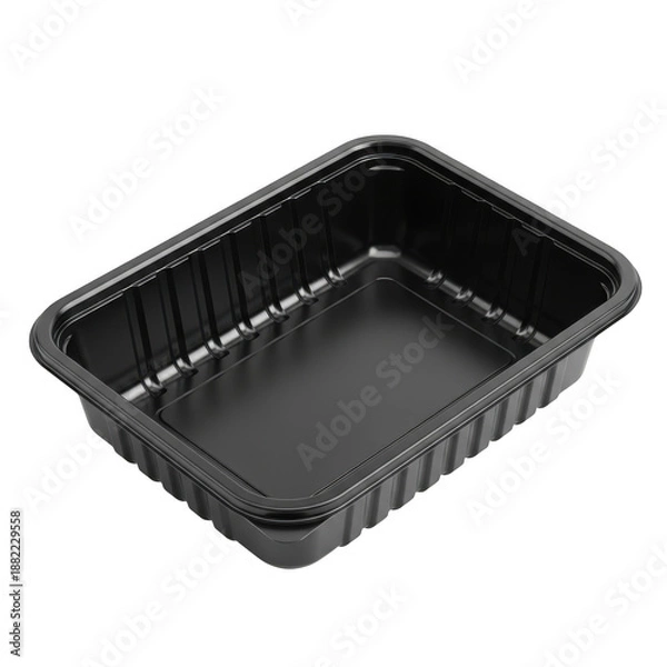 Fototapeta Empty black plastic takeout container