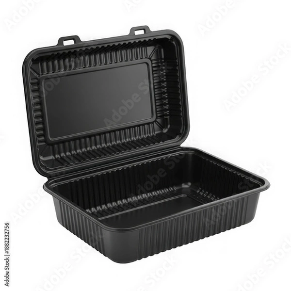 Fototapeta Open black plastic container with compartments
