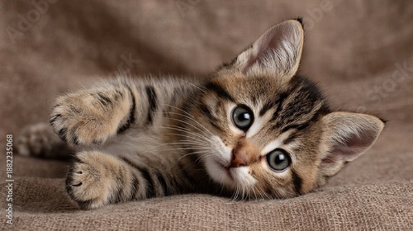 Obraz Kitten Lying on Textured Blanket