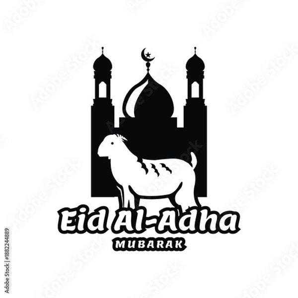 Obraz Eid al adha logo template in black isolated