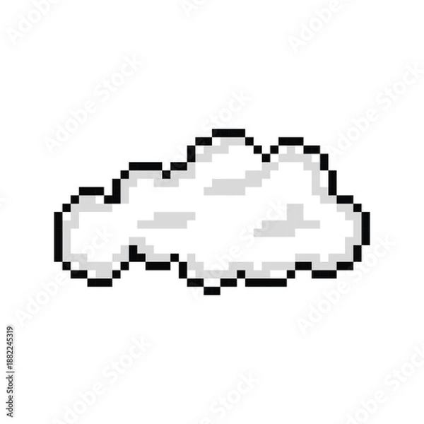 Obraz Pixel art white cloud graphic illustration