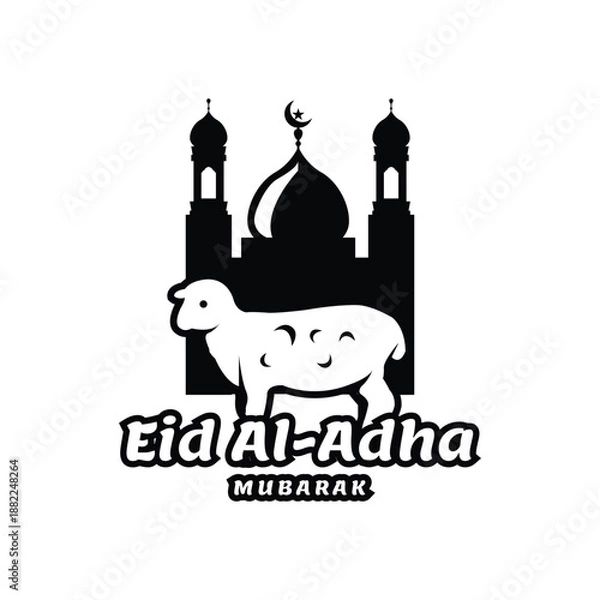 Obraz Eid al adha logo template in black vector