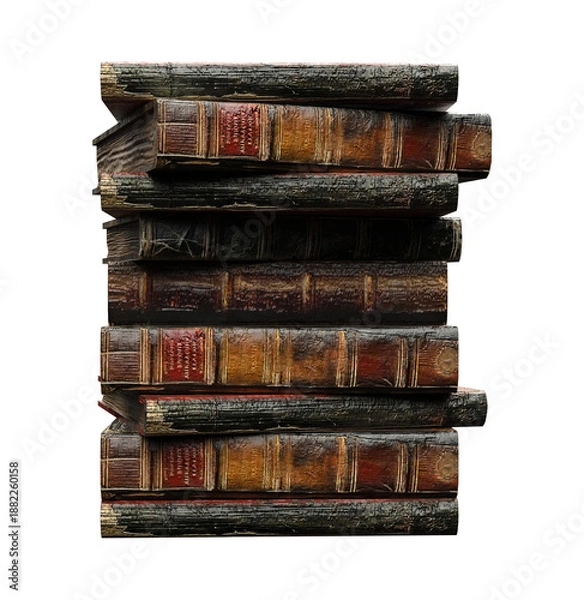 Obraz 3d render old stacked books isolated
