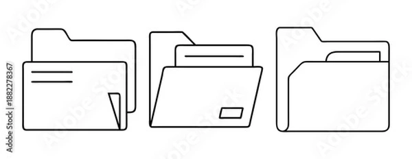 Obraz Minimalist folder icons set for digital data organization and efficient file storage