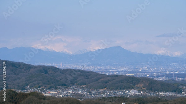 Obraz 日本：石尊山／山頂からの景色【外秩父七峰縦走ハイキングコース】埼玉県小川町
