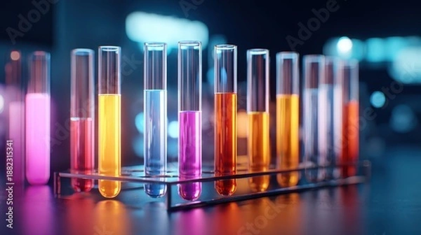 Obraz Colorful test tubes in a laboratory setting