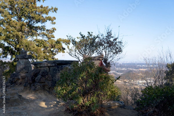 Obraz 日本：石尊山／山頂からの風景【外秩父七峰縦走ハイキングコース】埼玉県小川町