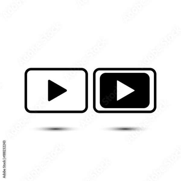 Fototapeta Two icons play with shadow. YouTube buttons 