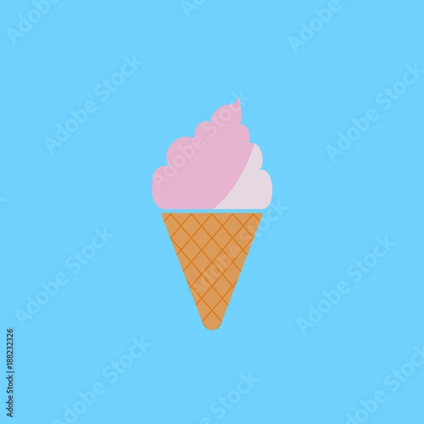 Fototapeta Ice cream in a flat style on a blue background