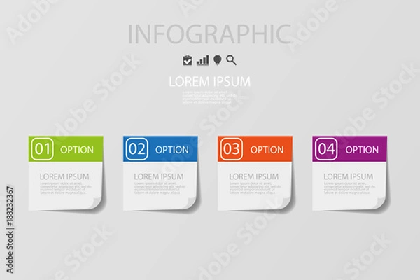 Fototapeta Infographic design vector and marketing icons can be used for workflow layout, diagram, annual report, web design. Business concept with 4 options, steps or processes.