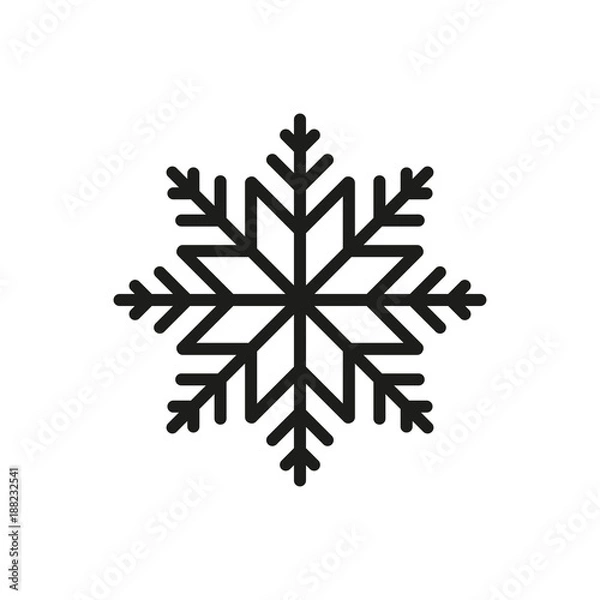 Fototapeta Snowflake icon. Christmas and winter theme. Simple flat black illustration on white background.
