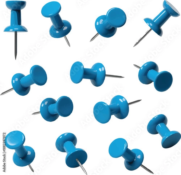 Obraz blue push pin isolated