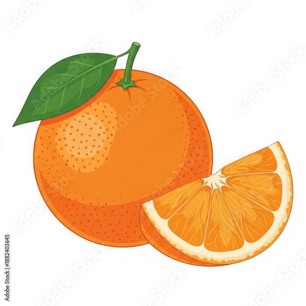 Obraz Fresh orange with a slice isolated on transparent background