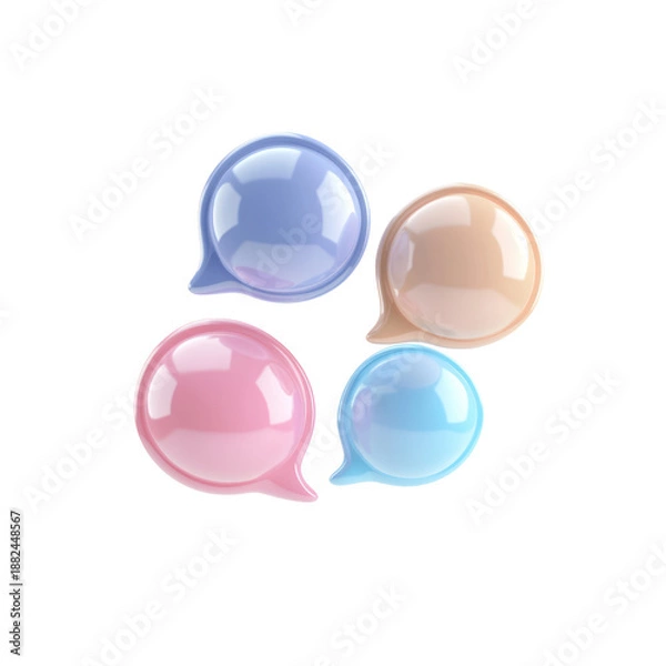 Obraz Four pastel-colored speech bubbles