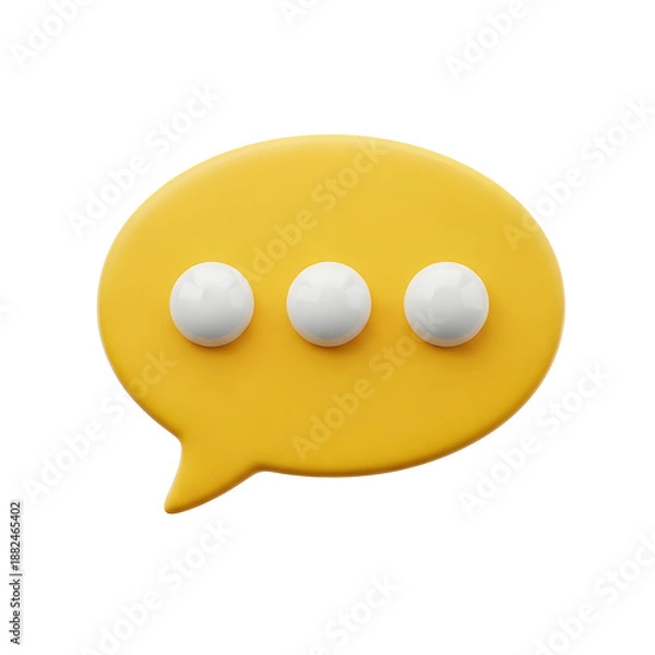 Obraz Yellow Speech Bubble with Three White Dots on White Background