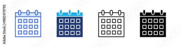 Fototapeta Calendar Multiple Style Icon Set Vector 