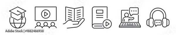 Obraz E-learning thin line icon set. Web minimal editable stroke icons