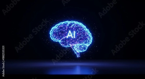 Obraz Artificial intelligence brain hologram global technology evolution concept.