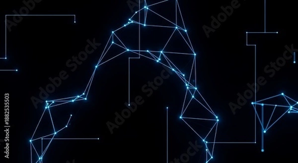 Obraz Abstract digital network connections interconnected dots and lines tech.