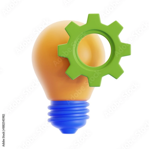Obraz 3D Idea Lightbulb with Gear