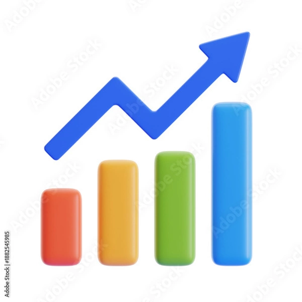 Obraz 3D Growth Bar Chart