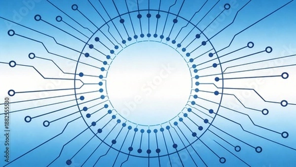 Obraz Circuit board pattern with blue gradient