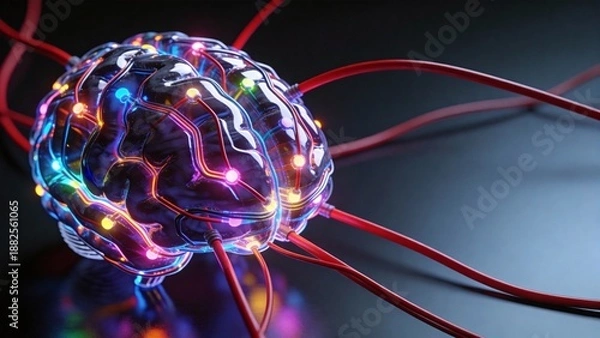Obraz Neural network brain with glowing connections