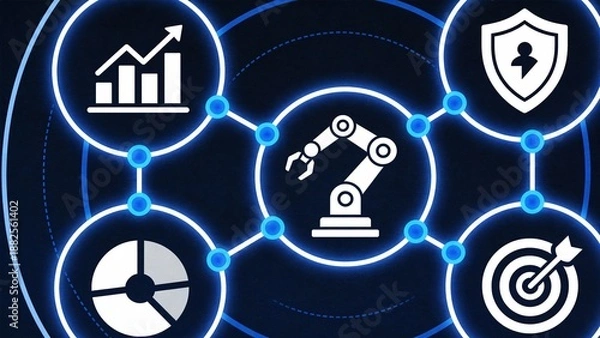 Obraz Connected icons on digital background