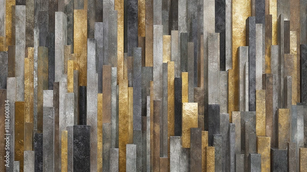 Obraz Abstract urban texture with vertical golden and gray rectangular shapes