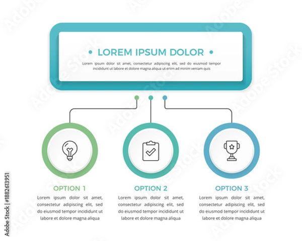 Obraz Flowchart infographic with central title box and three options